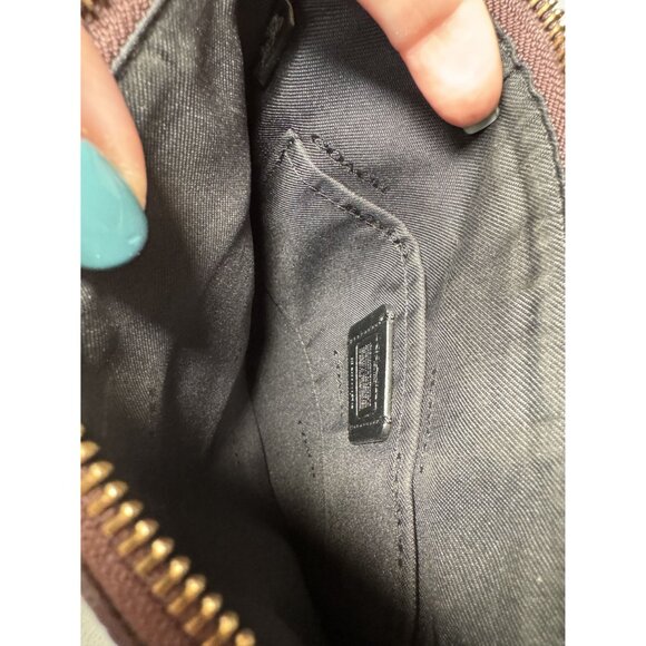 Coach Authentic Burgundy Stripe Canvas & Leather Crossbody Bag With Adjustable S - Picture 5 of 12